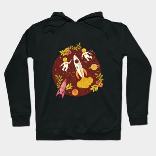 Race to the Moon with Florals in Maroon Hoodie